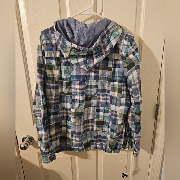 LL Bean Anorak Patchwork Plaid 1/2 Zip Pullover Hoodie Women’s Size M - Picture 4 of 5